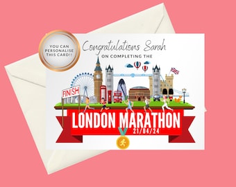 Gefeliciteerd met het behalen van de London Marathon Card 21 april 2024 London Marathon Gefeliciteerd London Marathon Marathon Runner Card