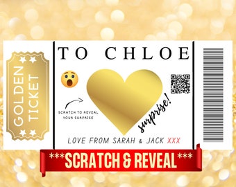 The Golden Ticket | Scratch & reveal surprise ticket, Golden ticket, Surprise holiday, Surprise weekend , Gift reveal, Surprise gift