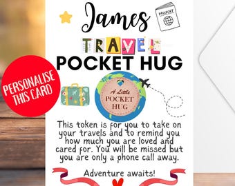 Traveling Token Pocket Hug Gift Keepsake - Safe Travels - Traveling Abroad Europe Backpacking