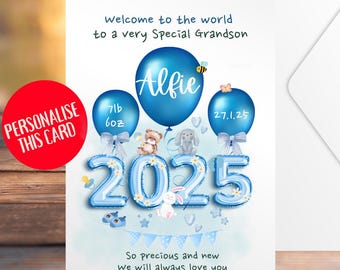 New Grandson Card | Baby Boy 2025 | Welcome To The World | New Grandson Card Nephew