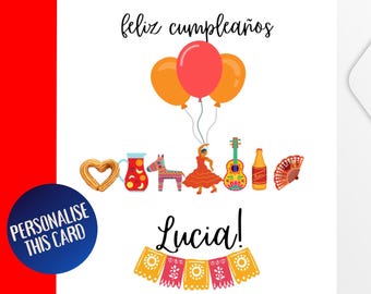 Spanish Happy Birthday Card, Feliz cumpleaños, Spain Card, Personalized Card - Send Direct