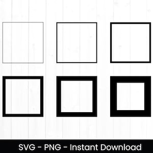 Quadratischer Rahmen SVG, Rahmen SVG für kommerzielle Nutzung, Schnittdatei, unterschiedliche Dicke, Monogramm Png, Grundform, sofort Download