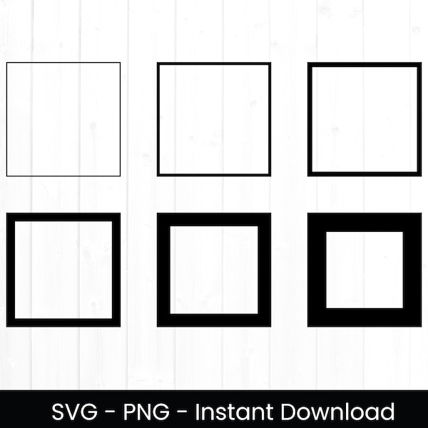 Square Frame SVG, Frame SVG for Commercial Use, Cut File, Different Thickness, Monogram Png, Basic Shape, Instant Download