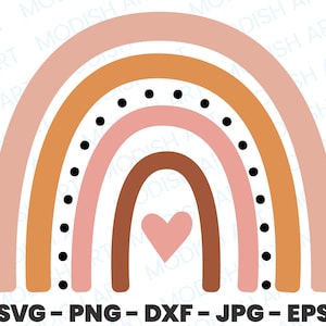 Boho Rainbow SVG, Boho Rainbow en capas, Archivo de corte de uso comercial, Lindo diseño de camiseta, Máquina de corte SVG, Boho PNG, Clipart