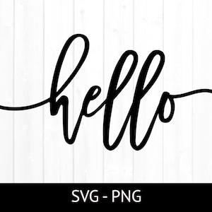 Hallo SVG für kommerzielle Nutzung, ausgeschnittene Datei, Willkommen Schild PNG, Hallo Clipart, Bauernhaus Haus Design, Instant Download, Hallo Türschild SVG