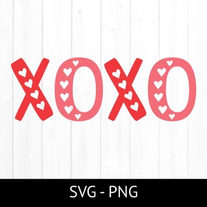 Valentine XOXO Svg, XOXO voor commercieel gebruik, gelaagd gesneden bestand, gesneden bestand, liefde PNG, clipart, T-shirt design, Valentijnsdag harten