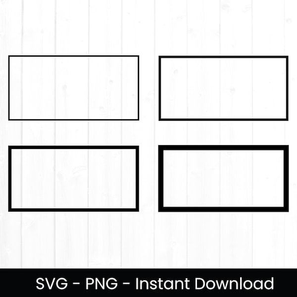 Marco rectangular SVG, Marco SVG para uso comercial, Archivo de corte, Rectángulo Png, Forma básica, Descarga instantánea, Espesor diferente