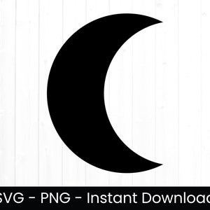 Crescent Moon SVG for Commercial Use, Moon SVG, Cut File, Celestial Png, Half Moon Shape , Basic Shape, Instant Download, Clipart image 1