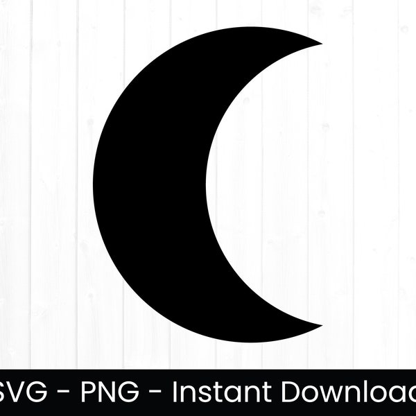 Crescent Moon SVG for Commercial Use, Moon SVG, Cut File, Celestial Png, Half Moon Shape , Basic Shape, Instant Download, Clipart