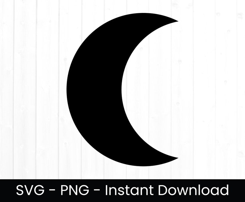Crescent Moon SVG for Commercial Use, Moon SVG, Cut File, Celestial Png, Half Moon Shape , Basic Shape, Instant Download, Clipart image 1