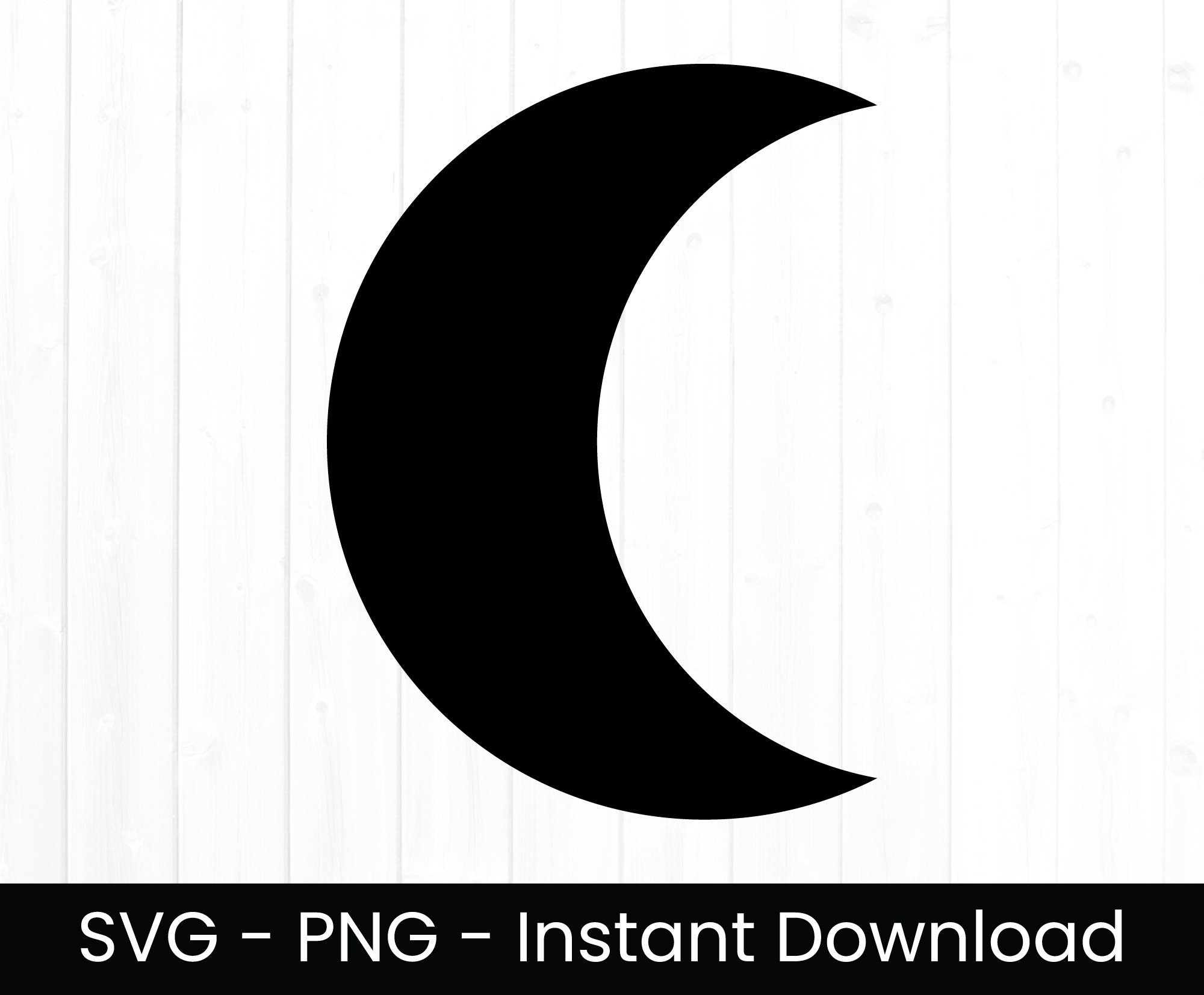 Crescent Moon SVG for Commercial Use, Moon SVG, Cut File, Celestial Png,  Half Moon Shape , Basic Shape, Instant Download, Clipart 