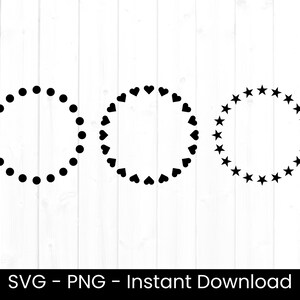Circle Frame SVG Bundle, Cut File, Commercial Use, Monogram Frame Png, Cipart PNG, Star Frame, Heart Frame, Instant Download
