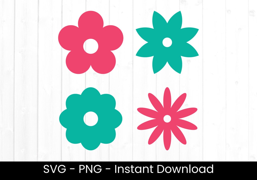 Flowers SVG, Simple Flower Cut File, Commercial Use, SVG Bundle ...