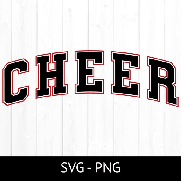 Cheer Svg, Commercial Use Cut File, Varsity Style Cheer Svg, Layered SVG, Cheer Team, Cheerleader Png, Tshirt Design, Clipart