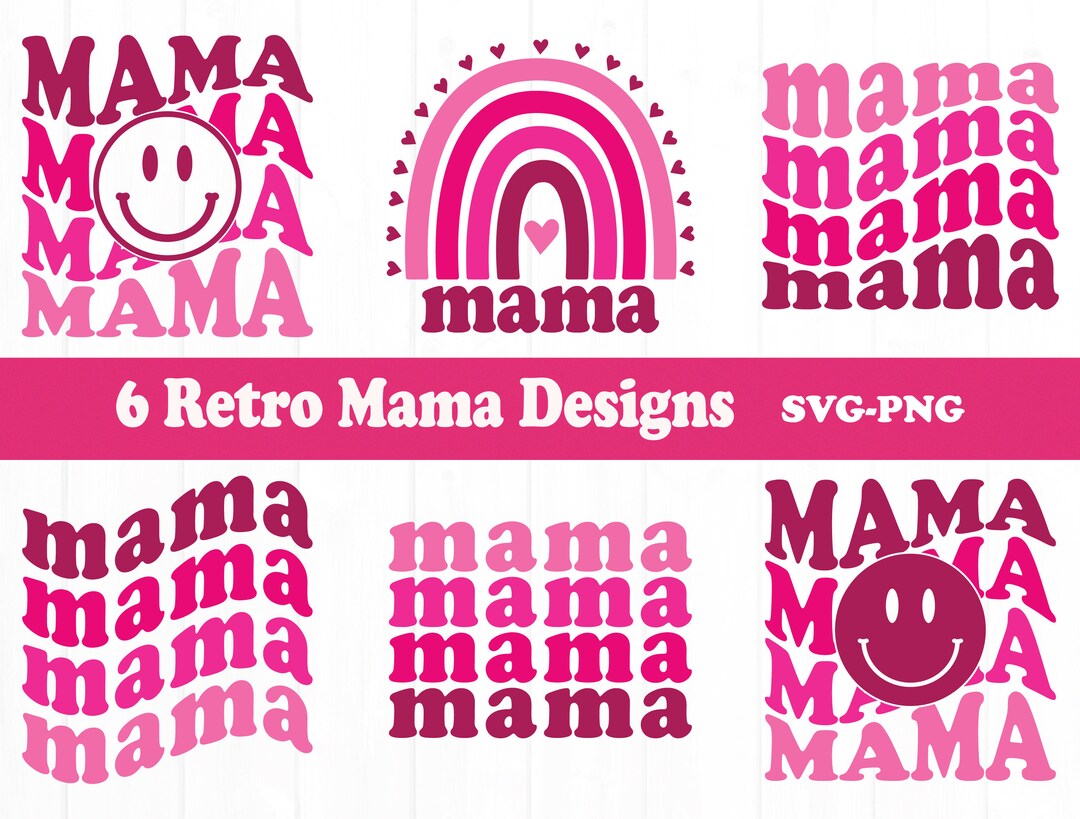 Momma Pattern Svg Mama SVG Bundle, Commercial Use Cut File, Cut File, Layered Retro SVG ...