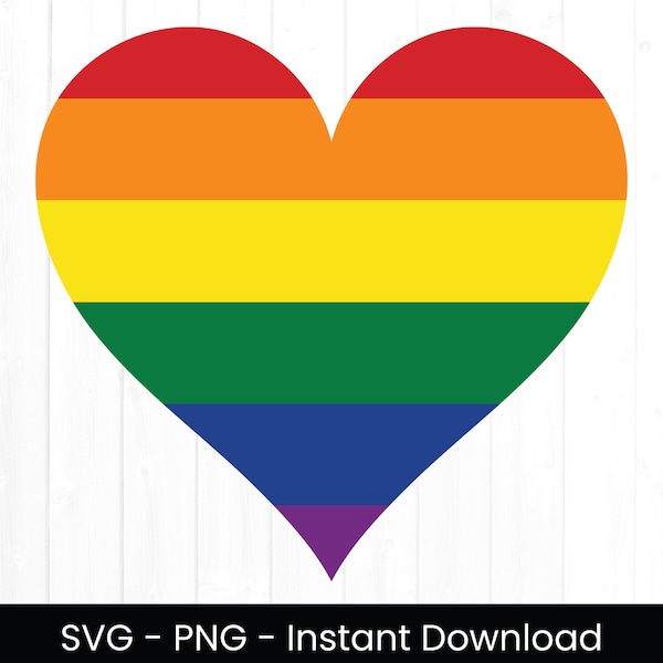 Rainbow Heart SVG, Heart Svg for Commercial Use, Layered Cut File, Pride Heart Flag, Clipart, Rainbow PNG, Kids Shirt PNG