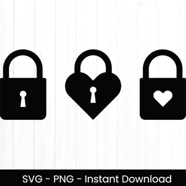 Padlock Svg, Commercial Use Cut File, Digital Design, Instant Download, Lock Shape SVG, Padlock With Heart, Lock Png