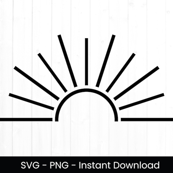 Half Sun SVG, Sun Svg for Commercial Use, Cut File, Sunburst Svg, Digital Design, Instant Download, Summer Png, Summer Clipart