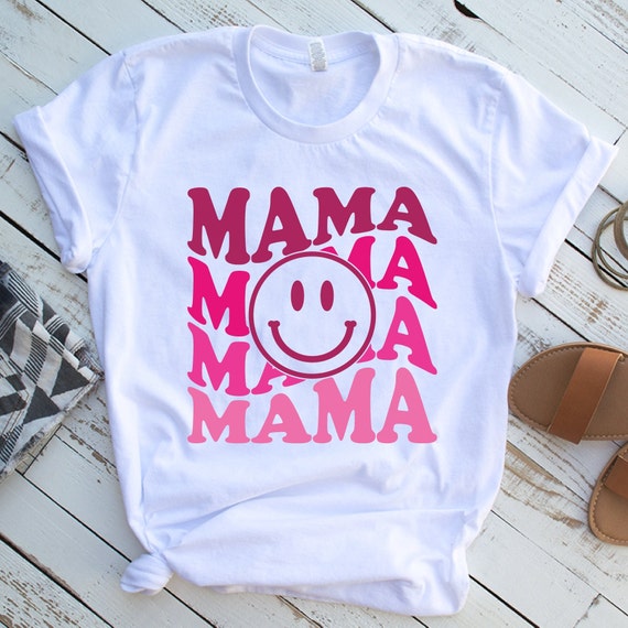 Mama Svg for Commercial Use, Retro Smiley Face, Mom Wave