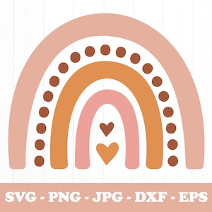 Boho Regenbogen für kommerzielle Nutzung, geschnittene Datei, Boho Regenbogen, Boho PNG, Clipart, geschichtete SVG-Datei, süßes T-Shirt Design, Kinderzimmer SVG
