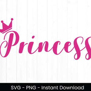 Princesse Svg, fichier de coupe à usage commercial, des cliparts PNG, téléchargement numérique, conception de t-shirt pour filles, téléchargement immédiat, princesse Png
