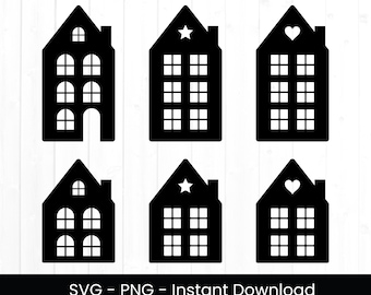 House Svg Bundle, House Svg for Commercial Use, Home Cut File, Christmas House, Realtor Clipart, House with Heart, Tall House with star Png