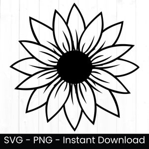 Sunflower Cut File for Commercial Use, Sunflower SVG, Digital Download, Instant Download Png, Digital Design, Wildflower PNG