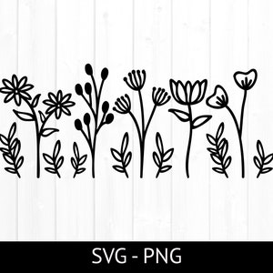 Wildblumen SVG für kommerzielle Nutzung, geschnittene Datei, botanische SVG, handgezeichnete Png, Blumen Tshirt Design, Blumen Clipart, Blumen Design
