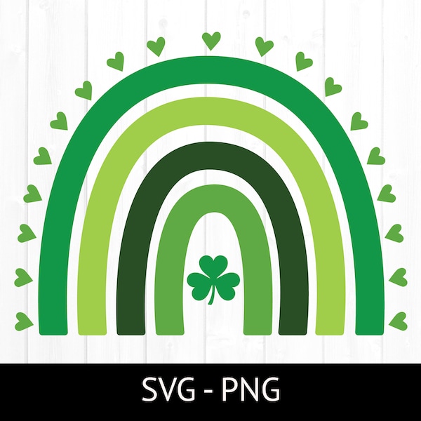 St.Patrick's Day SVG, Commercial Use Cut File, Cute T-shirt Design, St. Patty's Rainbow, Lucky, Irish PNG, Shamrock Clipart, Hearts