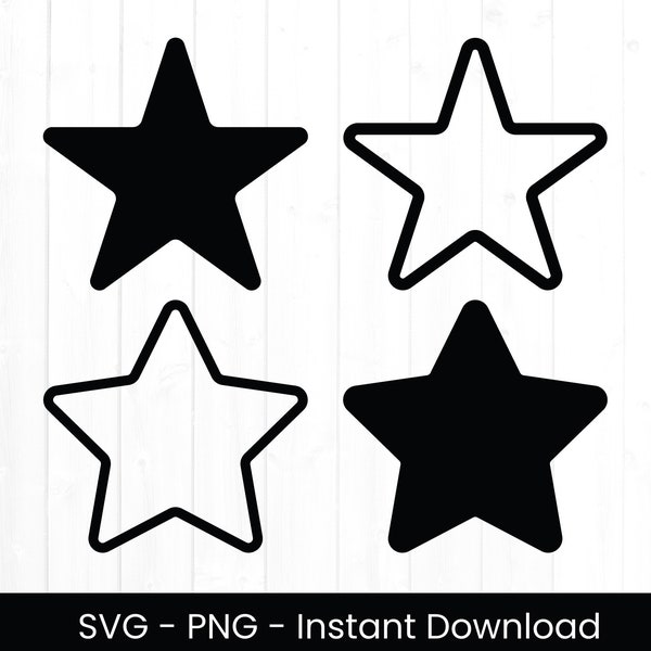 Rounded Star Svg, Commercial Use Cut File, Star Outline Design, Rounded Star Png, Cute Clipart, Instant Download, Basic Shape Svg