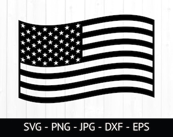 Waving American Flag Svg, Commercial Use Flag, Cut File, United States Flag Clipart, Patriotic jpg, DXF, EPS File