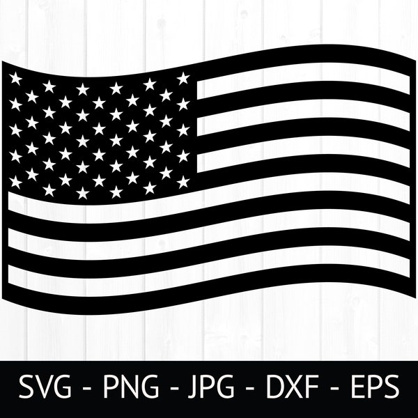 Waving American Flag Svg, Commercial Use Flag, Cut File, United States Flag Clipart, Patriotic jpg, DXF, EPS File