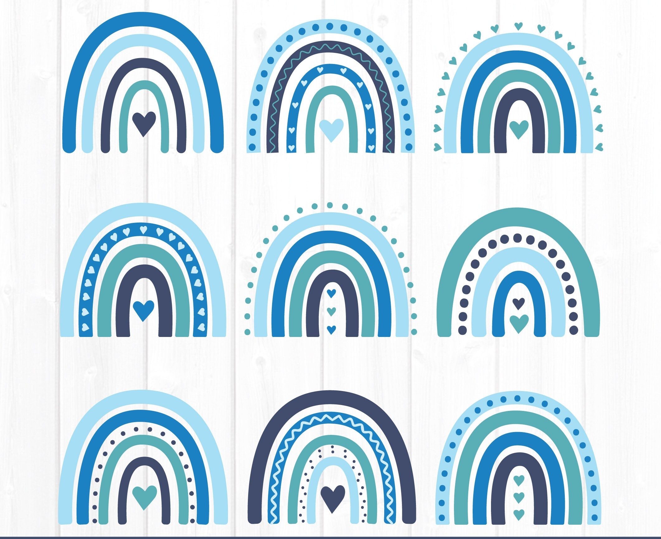 Blue Rainbow Friends Outline Svg, Blue Rainbow Svg, Rainbow