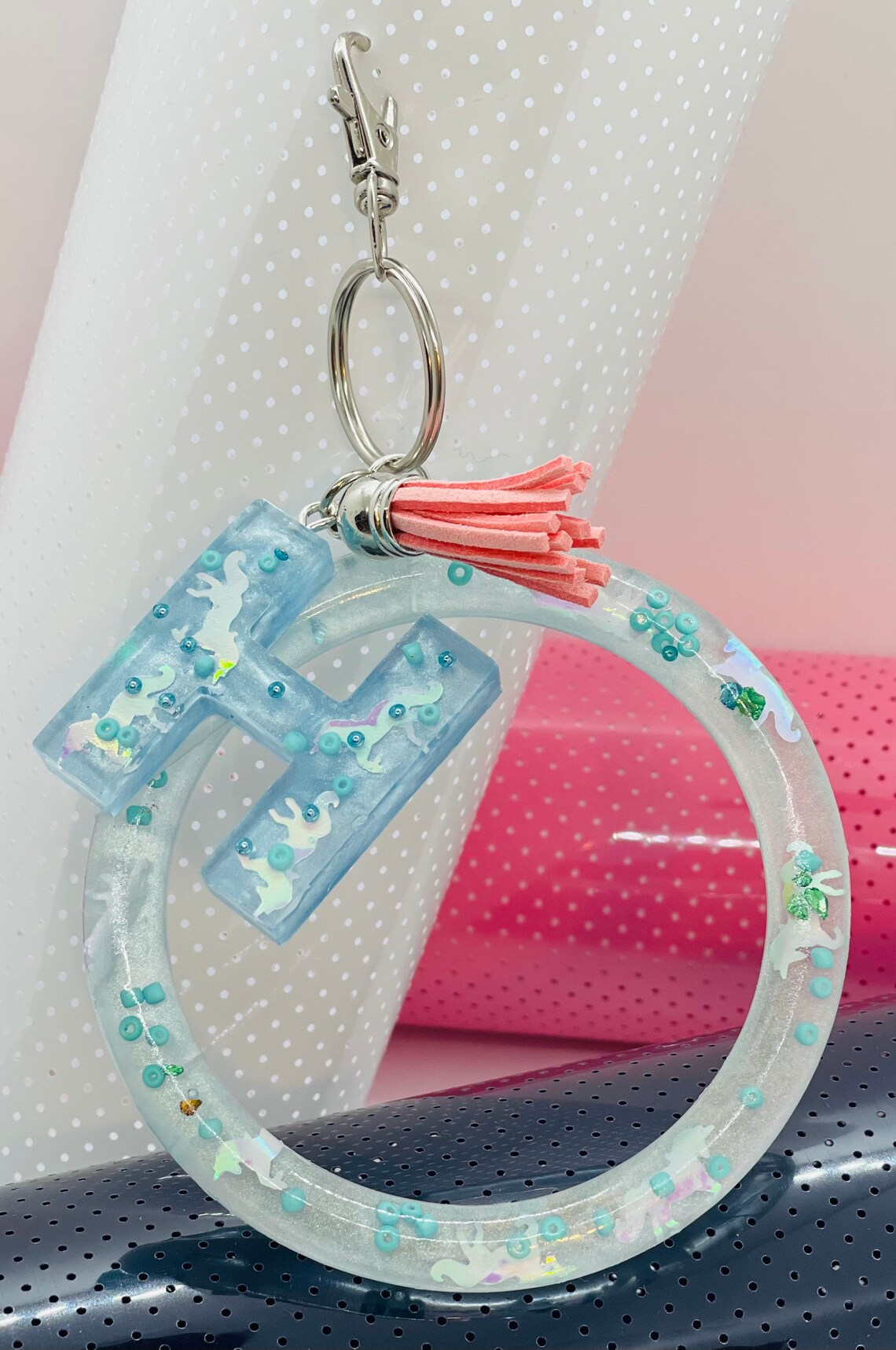Resin key chain purse charm Initial resin key chain. Etsy