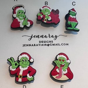 Grinch Christmas Clog Charm: Holiday Shoe & Bag Decoration