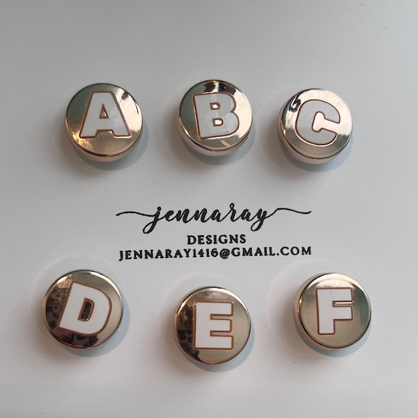 Gold Letter Shoe Charm | Clog Charm | Bubble Slide Charm | Bag Charm | Silicone Bracelet Charm