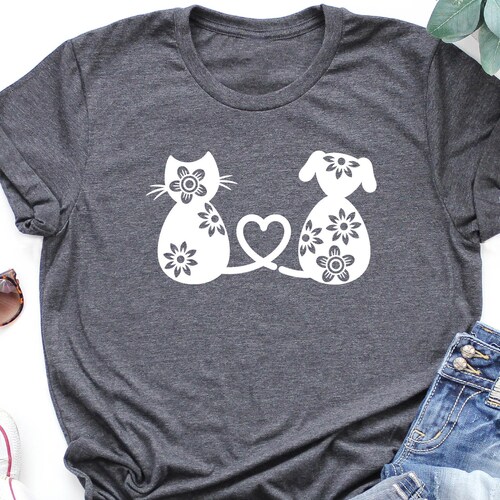 Heartbeat Dog and Cat Shirts Dog and Cat Mom Tshirt Cute Etsy