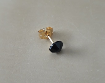 Clous d'oreilles noirs 6mm avec cristal Swarovski