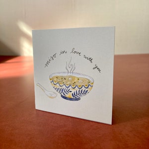Miso In Love With You vierkante mini-valentijnskaarten, aquarelkaart 3 x 3 inch