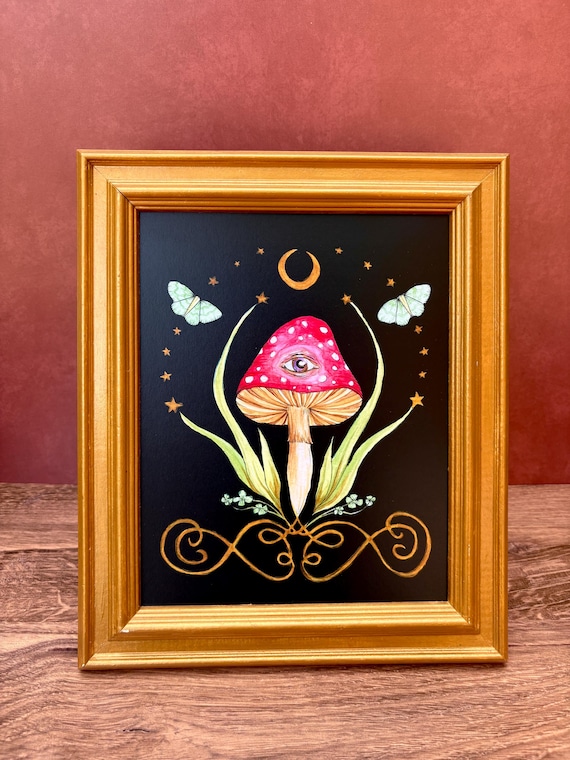 Magic Mushroom Art Print - Fly Agaric 8x10 Painting