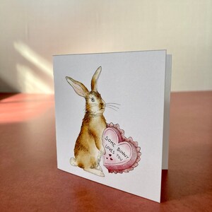 Minitarjetas cuadradas para el Día de San Valentín con la frase Some Bunny Loves You, tarjeta de acuarela de 3 x 3 pulgadas