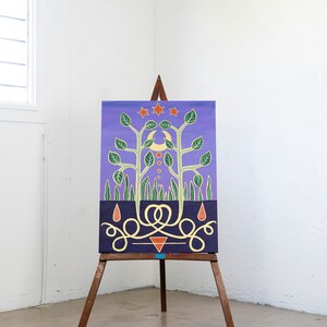 Impressão artística de duas flores - flores roxas celestiais 9x12 decoração de casa