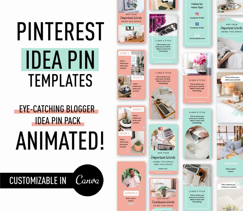 Pinterest Idea Pin Templates for Your Blog Business Animated Canva ...