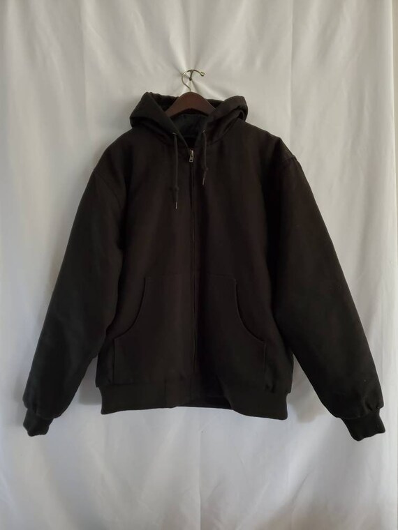 Solid Black Hoodie Heavy Duty Coat Aesthetic Unisex M/L