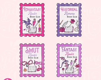 Bookish Reader スタンプ PNG バンドル、Smut Reader PNG、Romantasy Reader PNG、Fantasy Reader PNG、Historical Romance Reader PNG、商用利用