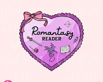 Romantasy Reader Herz Rahmen PNG, Niedlich Trendy Ästhetische Romantik Herz Buch Tropen Bookish Png Design für Aufkleber, Lesezeichen, kommerzielle Nutzung