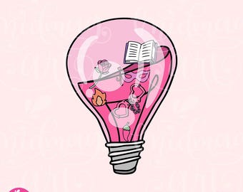 Smut Reader Bulb PNG, Extra Spicy Books Reader, Cute Trendy Aesthetic Popular Bookish png for Stickers, Bookmarks, Commercial Use