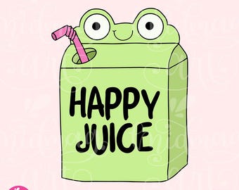 Happy Juice PNG, lindo, divertido y peculiar diseño inspirador de salud mental para calcomanías, camisetas, tazas, bolsas de mano y más, uso comercial