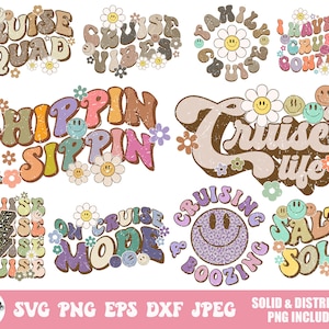 Groovy cruise svg png sublimation bundle, distressed png sublimation bundle, retro sublimation, summer svg and png bundle