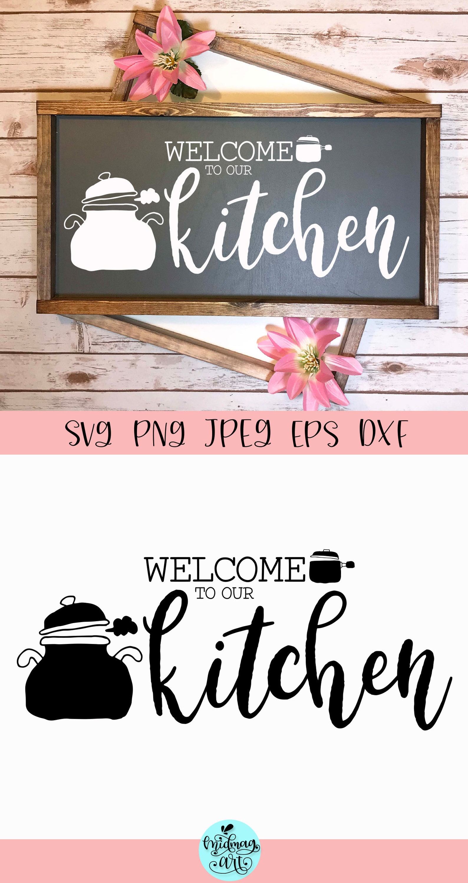 Welcome to Our Kitchen Sign Svg Kitchen Quote Sign Svg - Etsy